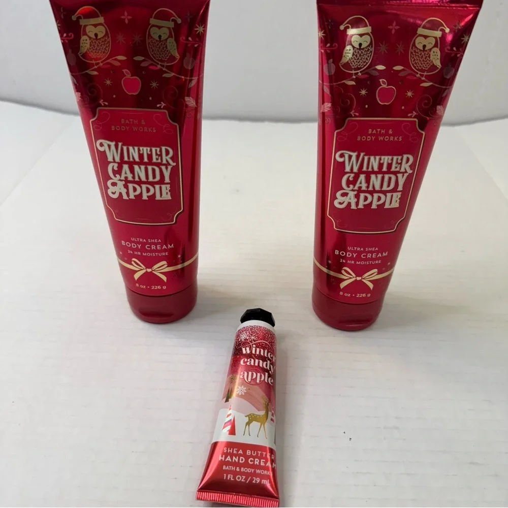 Bath & Body Works Winter Candy Apple Ultra Moisture Shea Body Cream 8oz x2